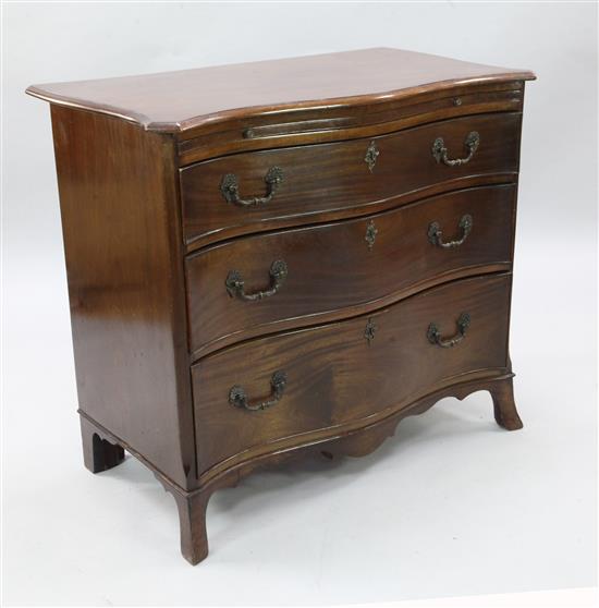 A George III style mahogany serpentine chest, W.3ft 2in. D.1ft 10in. H.2ft 10in.